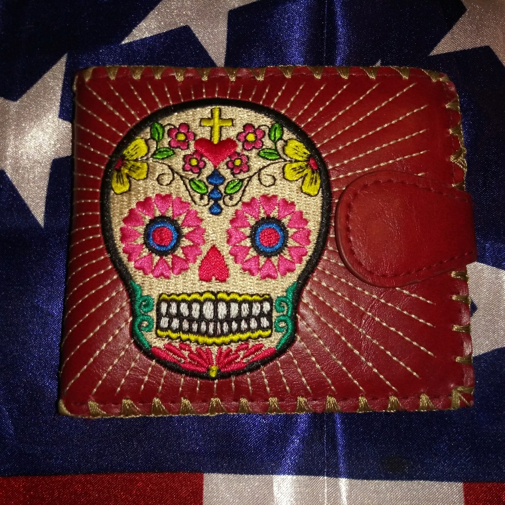 Lavishly Flower Sugar Day of Dead Skull DarkRed